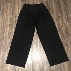 Nili Lotan Pants Women's 6 Target Wide Leg Pinstripe High Rise Baggy Trousers